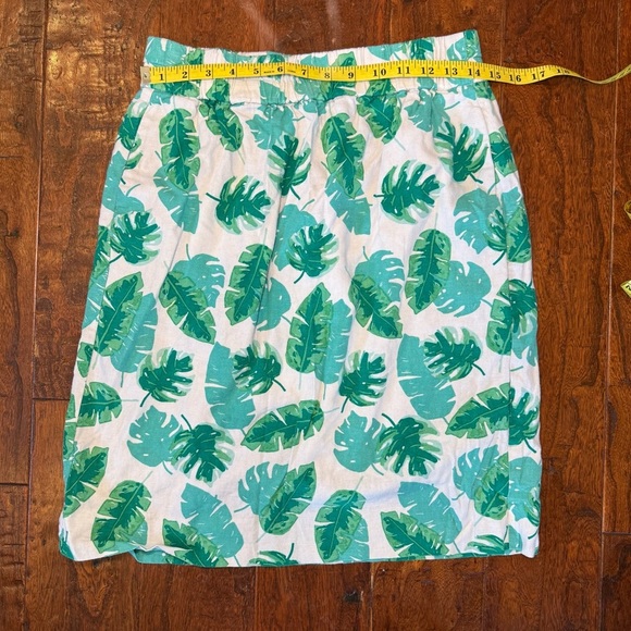 J Crew Monstera Palm Leaf Print Linen Blend Pencil Skirt White and Green S - Picture 6 of 8